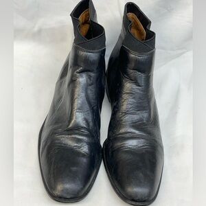 Vintage Unisa ladies Black elastic side Leather Boots men sz 9AA
